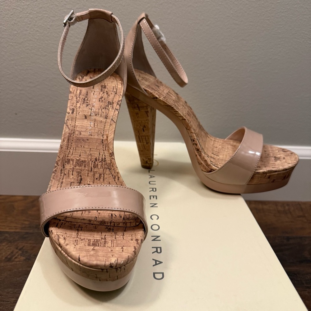 LC by Lauren Conrad Victoria Sandal | Blush and Cork | 9 | NWT